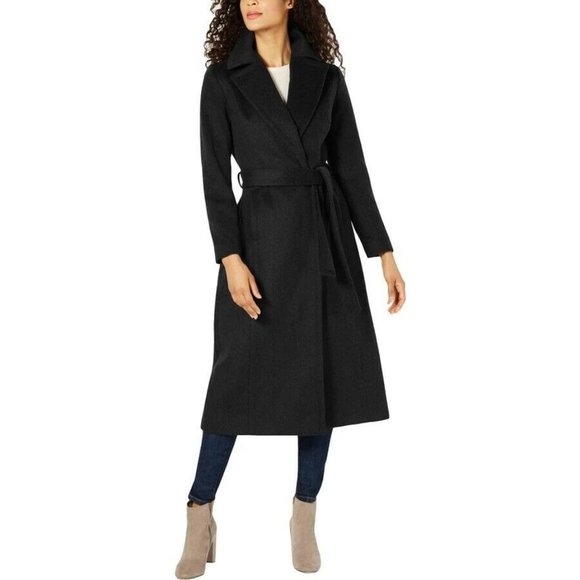 Forecaster of Boston Women Wrap Lambswool Long Maxi Coat Black, 10 - Picture 1 of 8